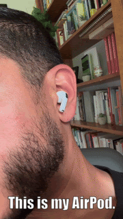 Abdul showing off his AirPod