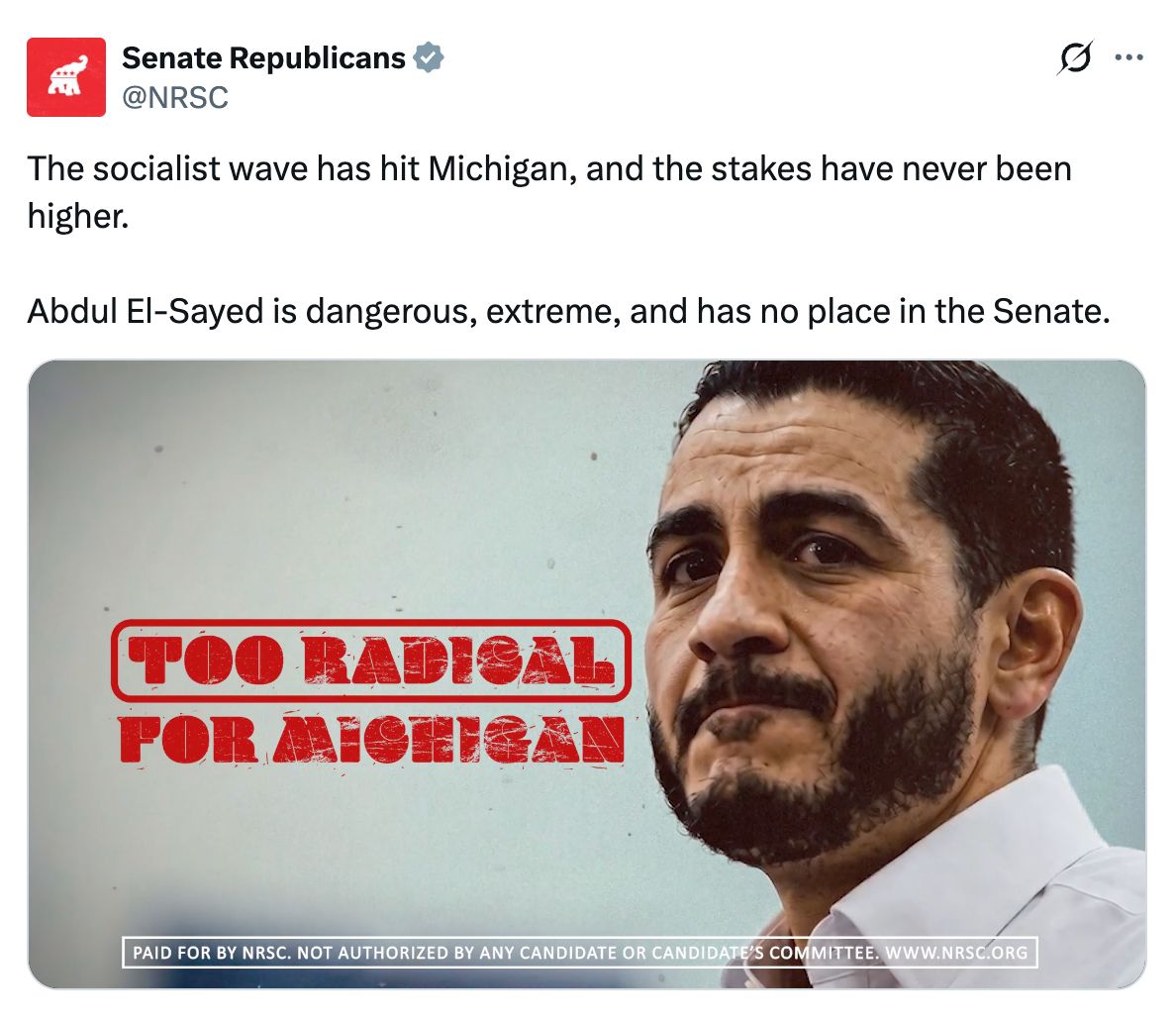 A screenshot of the NRSC's attack ad
